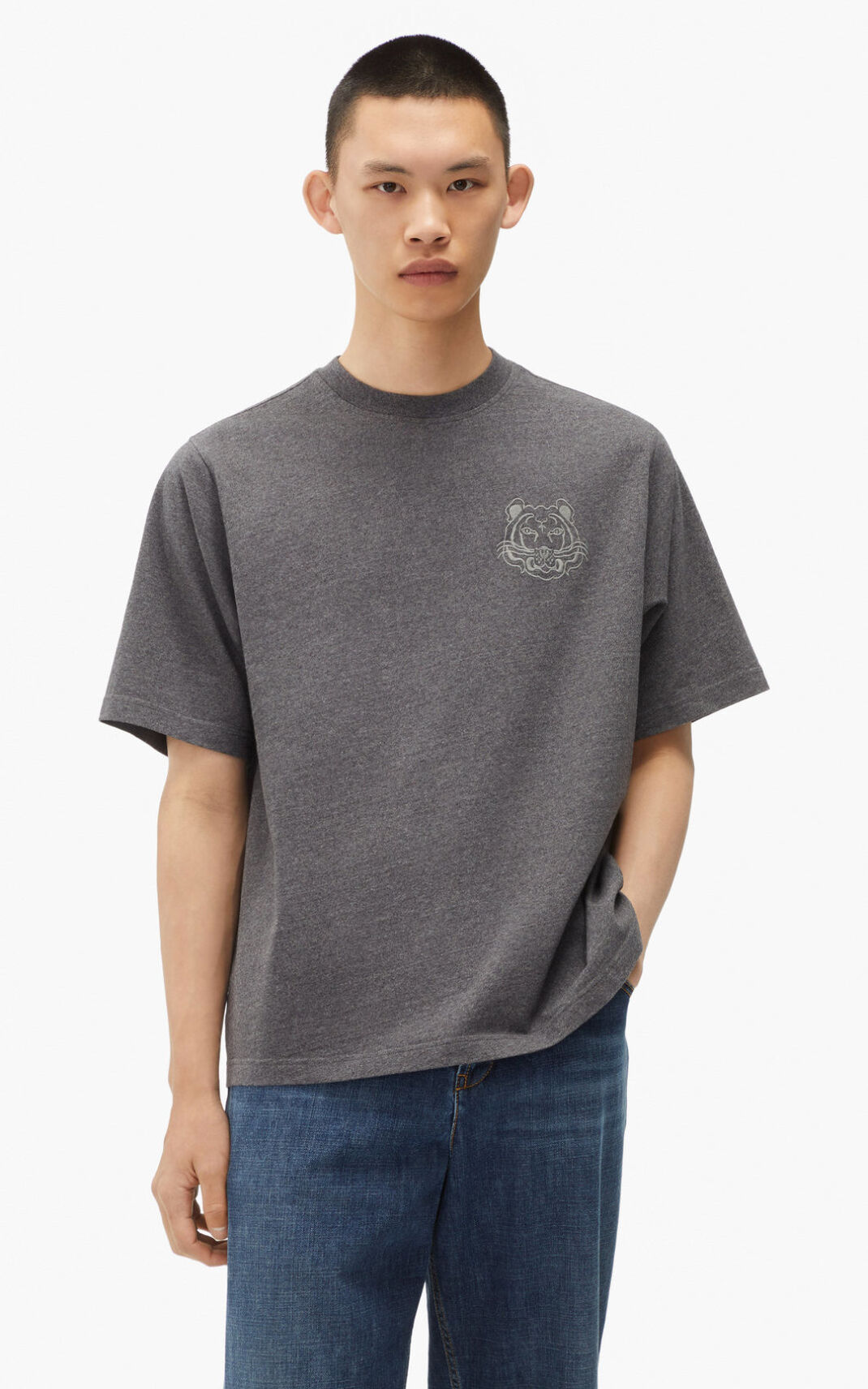 Kenzo RE/relaxed casual T Shirt Dark Grey For Mens 9520MONEG